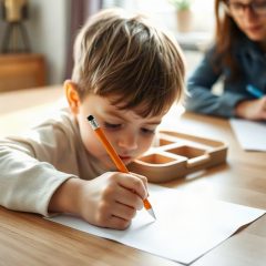 Enfant tenant son crayon pour écrire